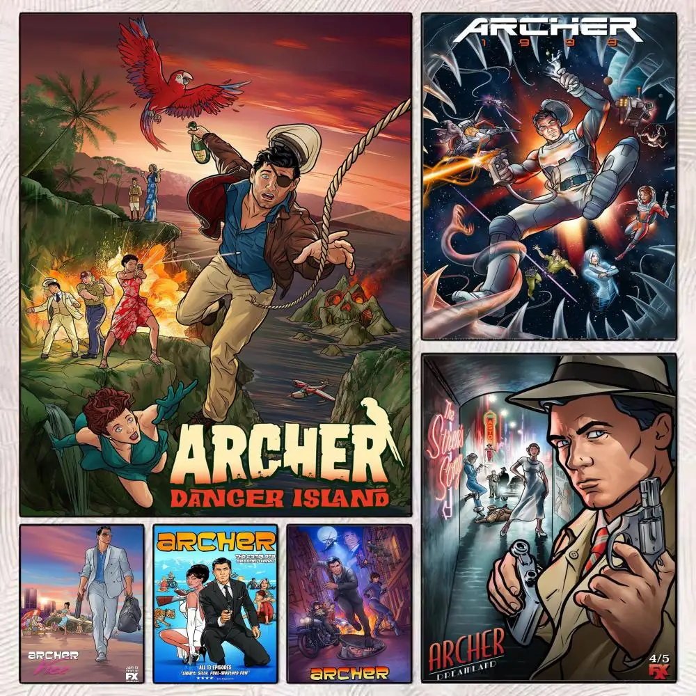

Funny TV A-Archer Cartoon Poster HD Art Mural Wallart Waterproof Vintage Print Decor for Home Decoration DIY Durable