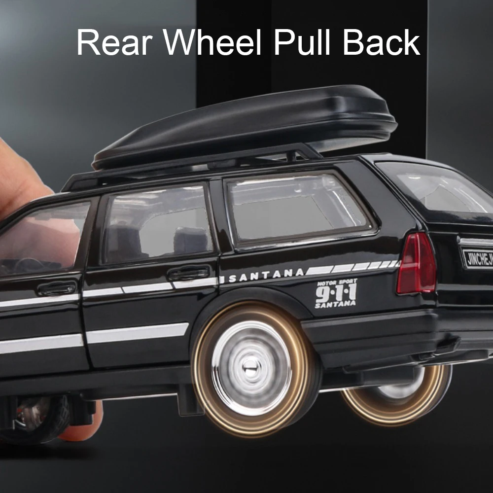 1:32 Scale Santana SAMBA T1 Model Car Toy Alloy Body Rubber Tires Sound Light Pull Back Models Kids Collection Ornaments