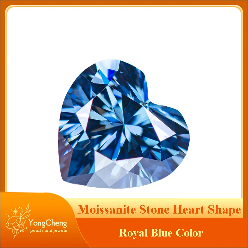 

Moissanite Diamond Heart Cut Royal Blue Color VVS1 for Gemstone Jewels Material for Pendants and Earrings WIith GRA Certificate