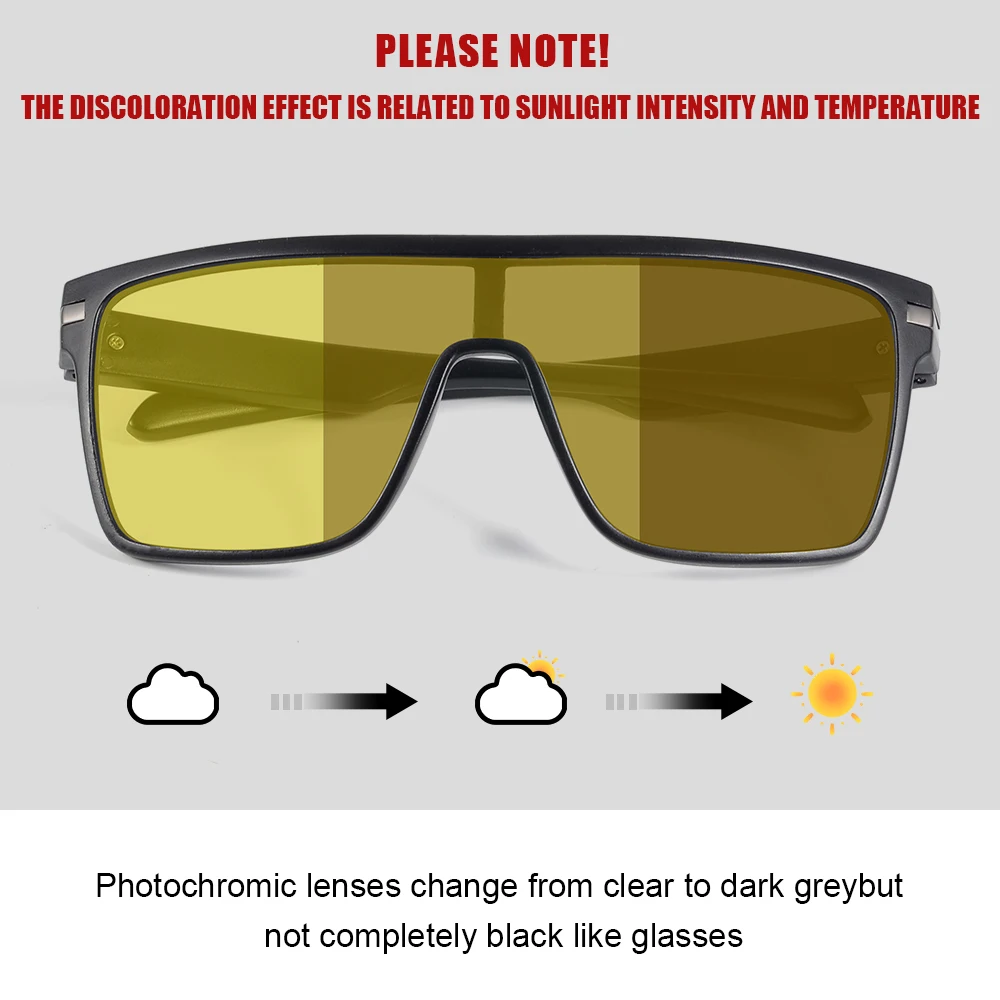 CRIXALIS Quadratische Photochrome Polarisierte Sonnenbrille Männer Frauen Im Freien Nachtsicht Anti-glare Fahren Sonnenbrille Brille UV400 – Detail 3