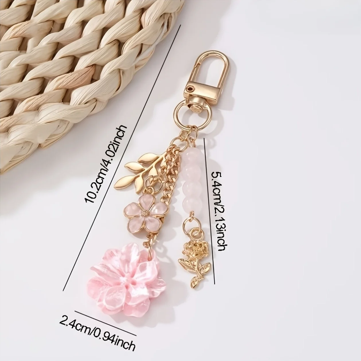 1pcs Rose Theme USB Flash Drive Keychain Metal Lanyard Stone Pendant Bag Phone Charm Holiday Gift