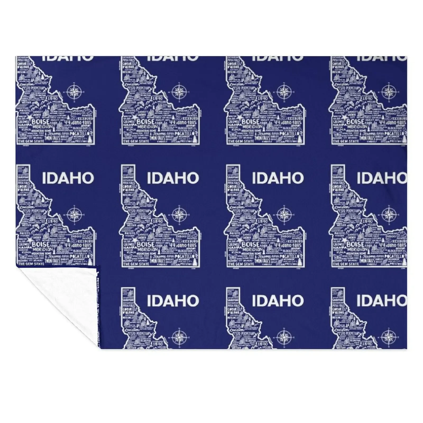 

Idaho Map Throw Blanket Retros Bed Stuffeds Giant Sofa Blankets