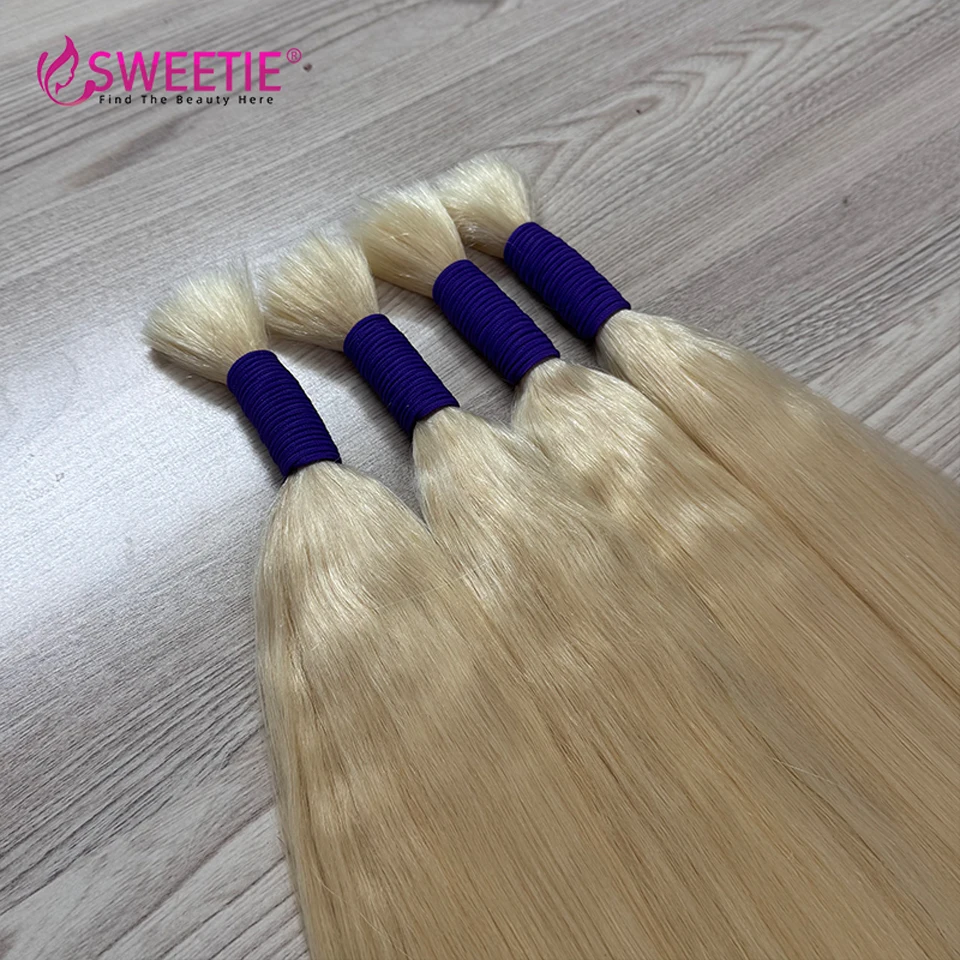 Honey Straight Bulk Echthaar ohne Tressen 100% Unverarbeitetes Jungfräuliches Remy Echthaar 10-28 Zoll 613 Farbe Bulk Haarverlängerungen – Detail 3