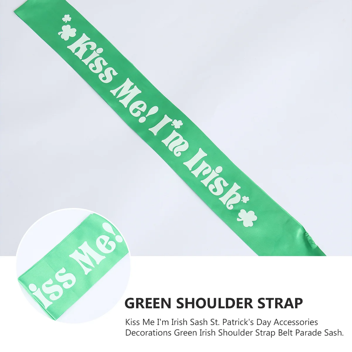 

I'M Shamrock St. Patrick'S Day Accessories Green Shoulder Strap Party Parade Sash Sequined Sash For Celebration Festival