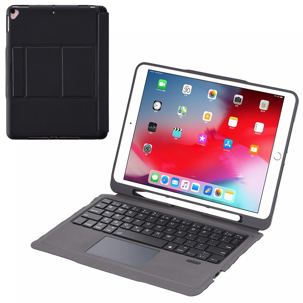 T-206 Detachable Bluetooth-compatible Keyboard + TPU Tablet Case for iPad 10.2 (2021)/(2020)/(2019)/iPad Air 10.5 inch (2019)/iP