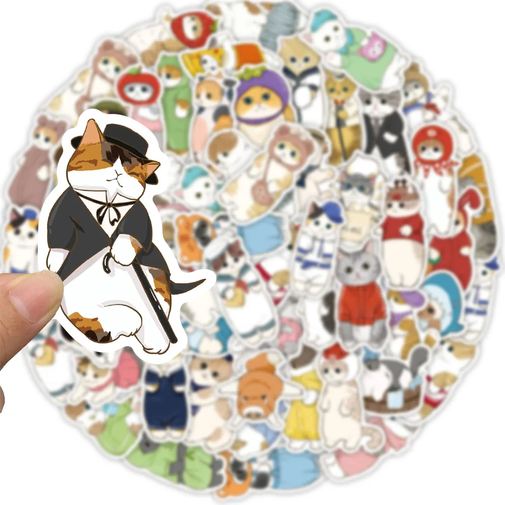 50 pezzi cartoni animati vestiti cuffie serie gatto adesivi decorazione compresse mobili fai da te tazze d'acqua bagagli adesivi impermeabili giocattoli