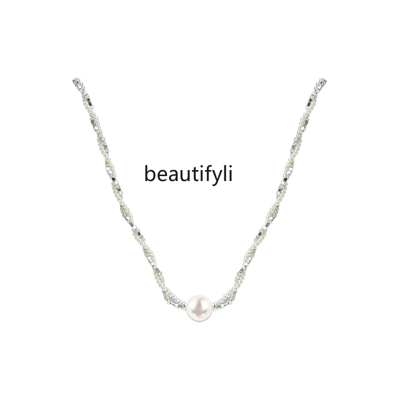 Stacked pearl necklace female niche design sense premium collarbone chain