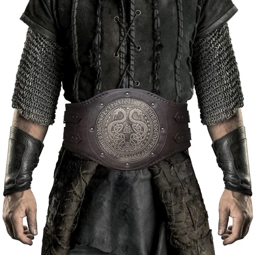 Imagen 2 del producto Cinturón de cuero PU con relieve ancho estilo vikingo con estilo nórdico medieval armadura de caballero renacentista accesorio de cinturón adecuado f