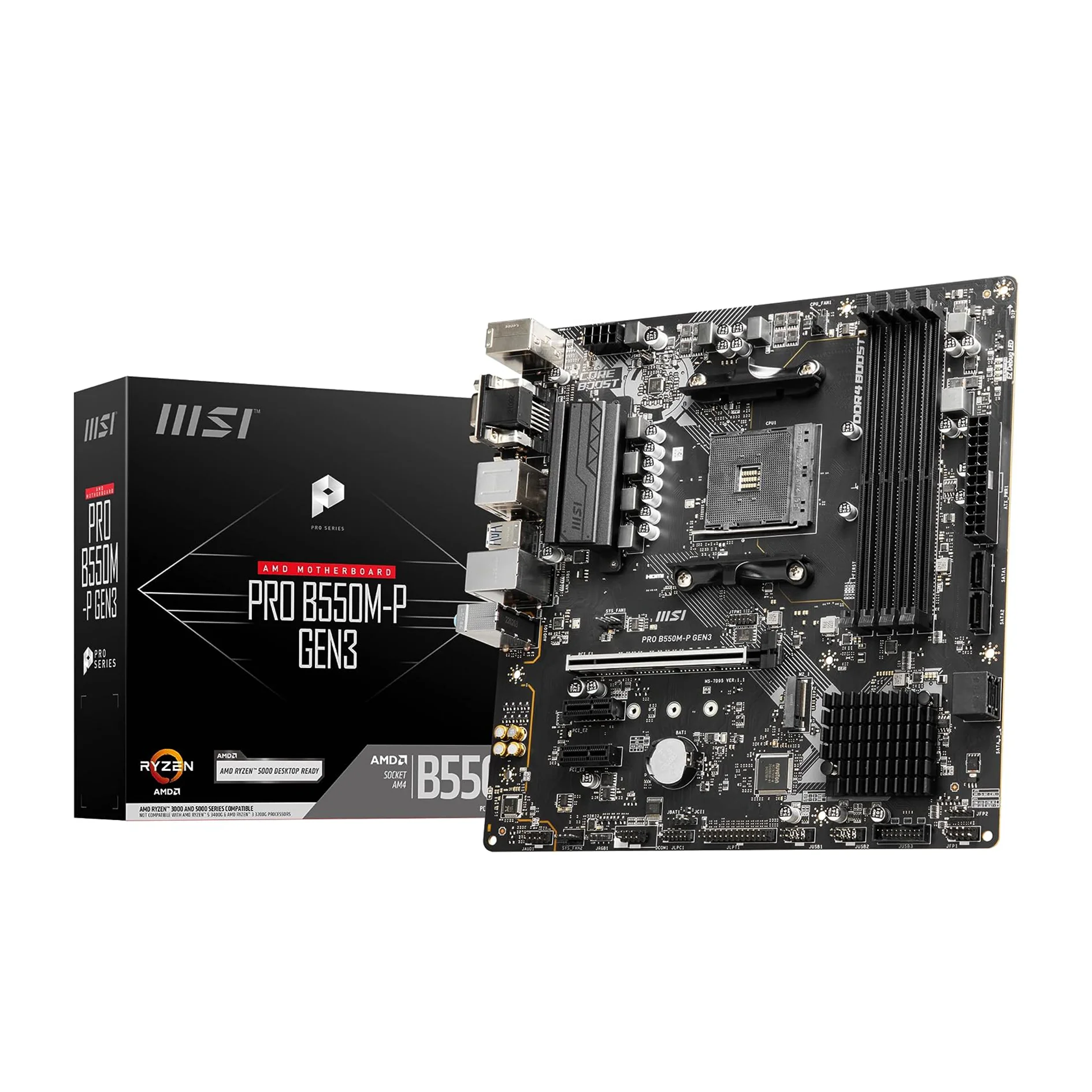 

PRO B550M-P GEN3 Motherboard Micro-ATX AM4 AMD 5000 Ready DDR4 Boost 4400 MHz OC