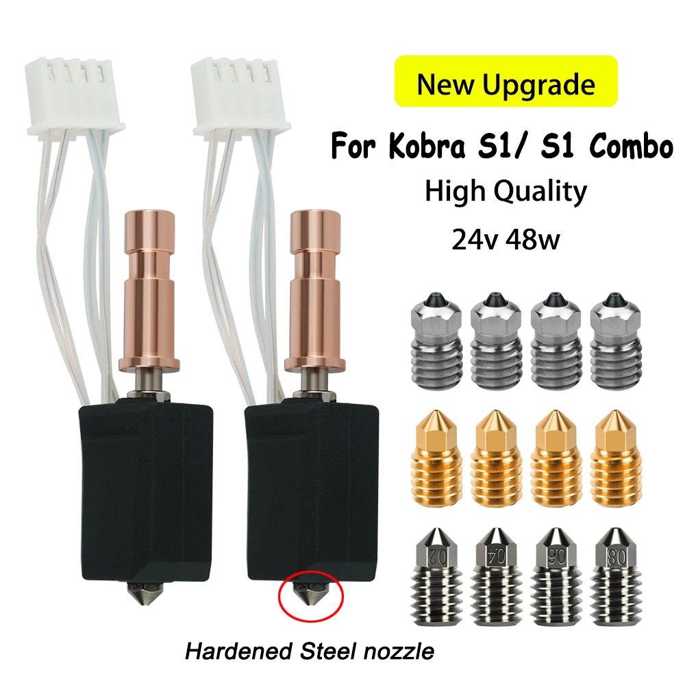 

02 04 06 08 мм Hotend для Kobra S1 Комбинированная печатающая головка Hot End для Anycubic Kobra S1 Hotend Kobra S1 Сопло из закаленной стали