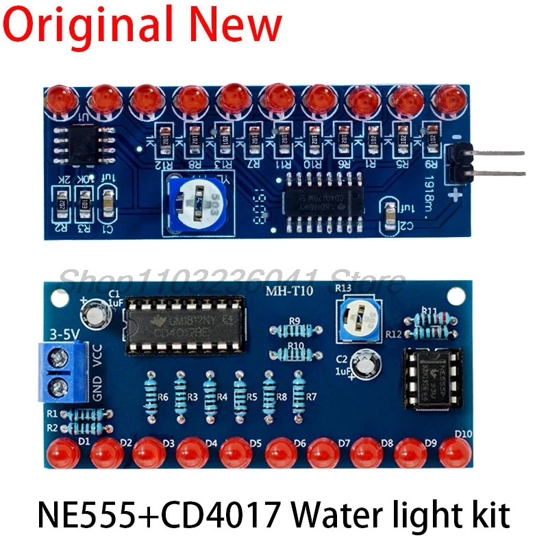 diymore NE555 CD4017 sterownik lampa wodna zestaw do samodzielnego montażu płytka elektroniczna moduł LED światła przepływającego wodę