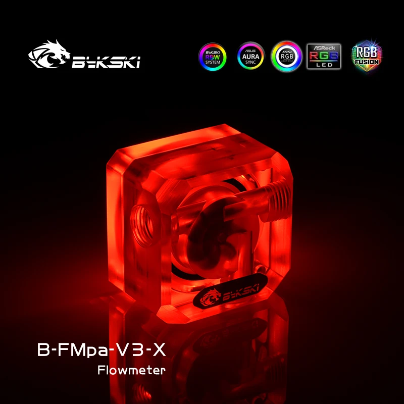 Bykski Acrylic Flow Meter G1/4 Thread Water Cooling System Coolant Filter Indicat Computer Cooler Fittings 3-Way Holes B-FMpa-X