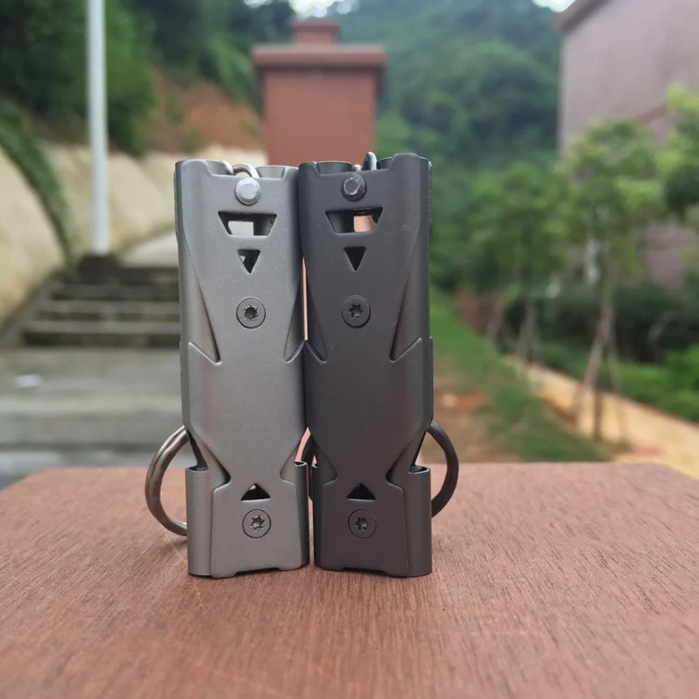 الفولاذ المقاوم للصدأ أنبوب مزدوج صافرة المفاتيح في الهواء الطلق بقاء الطوارئ بصوت عال صافرة تحت الماء التخييم المشي لمسافات طويلة التدريب الفضة