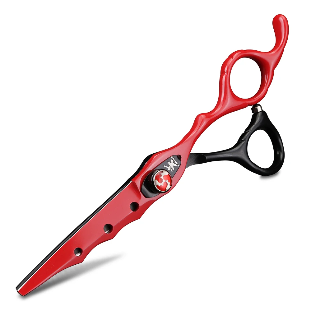 XUANFENG Black and Red Left and Right Hand Hair Scissors 6-inch Barber Cutting and Thinning Scissors Set