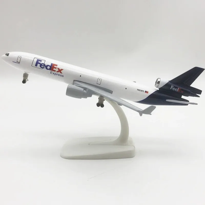 Scale Aircraft 20cm Air Fedex Express Md-11 Diecast Alloy Metal Airplane Model With Wheels Landing Gears Aeroplane