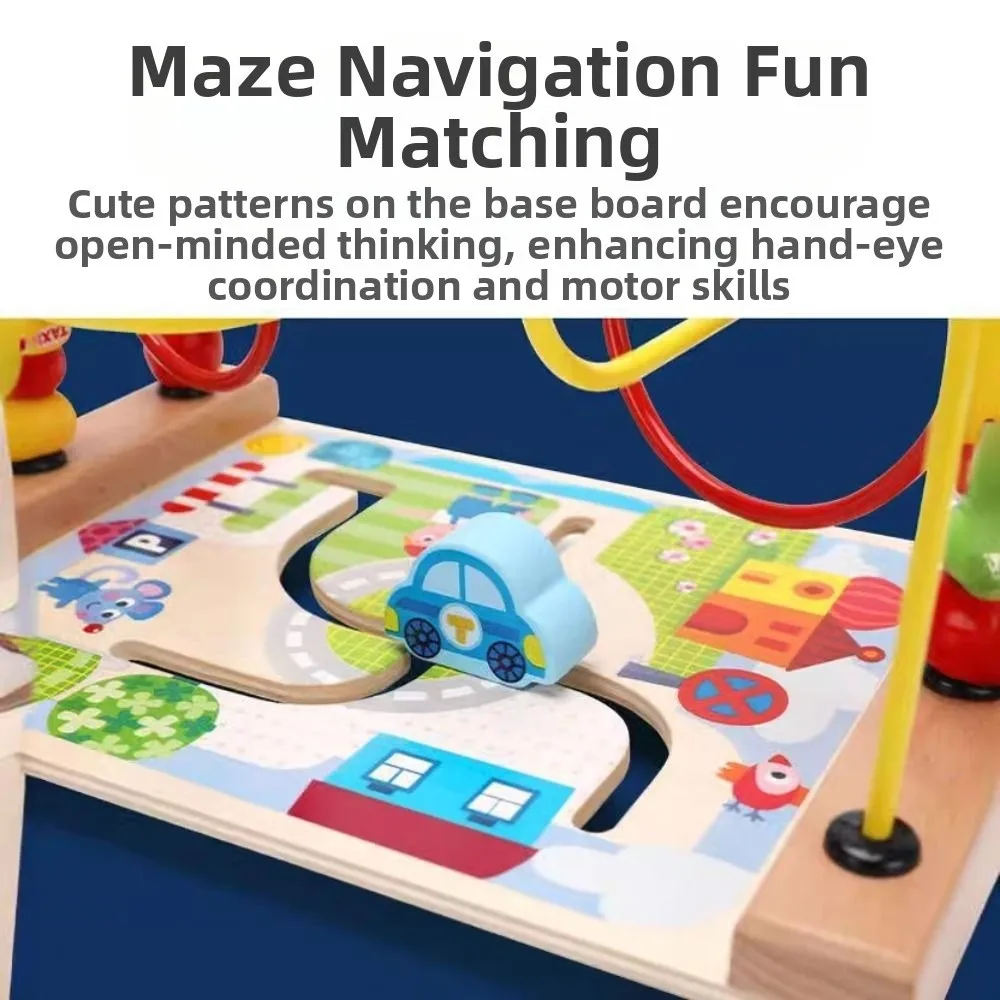 ของเล่นไม้รูปทรงรถยนต์สำหรับเด็ก ฝึกทักษะการเรียนรู้ สร้างสรรค์ พร้อมลูกปัดหลากสีสัน แบบรถไฟเหาะและวงแหวน