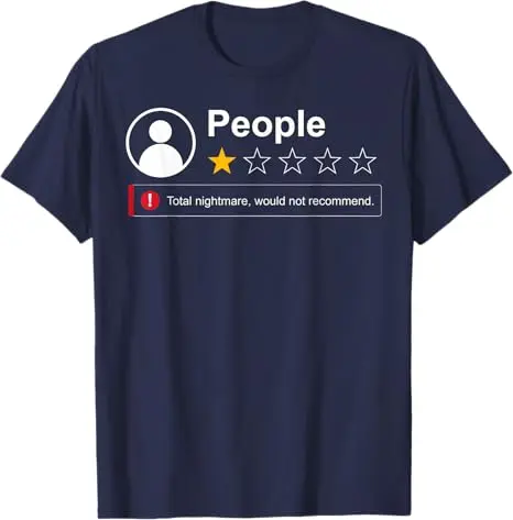 Funny People One Star Total Nightmare Would Not Recommend T-Shirt Y2k Sarkastisches Humor-T-Shirt mit 1-Sterne-Bewertung für Menschen mit Humor – Detail 7