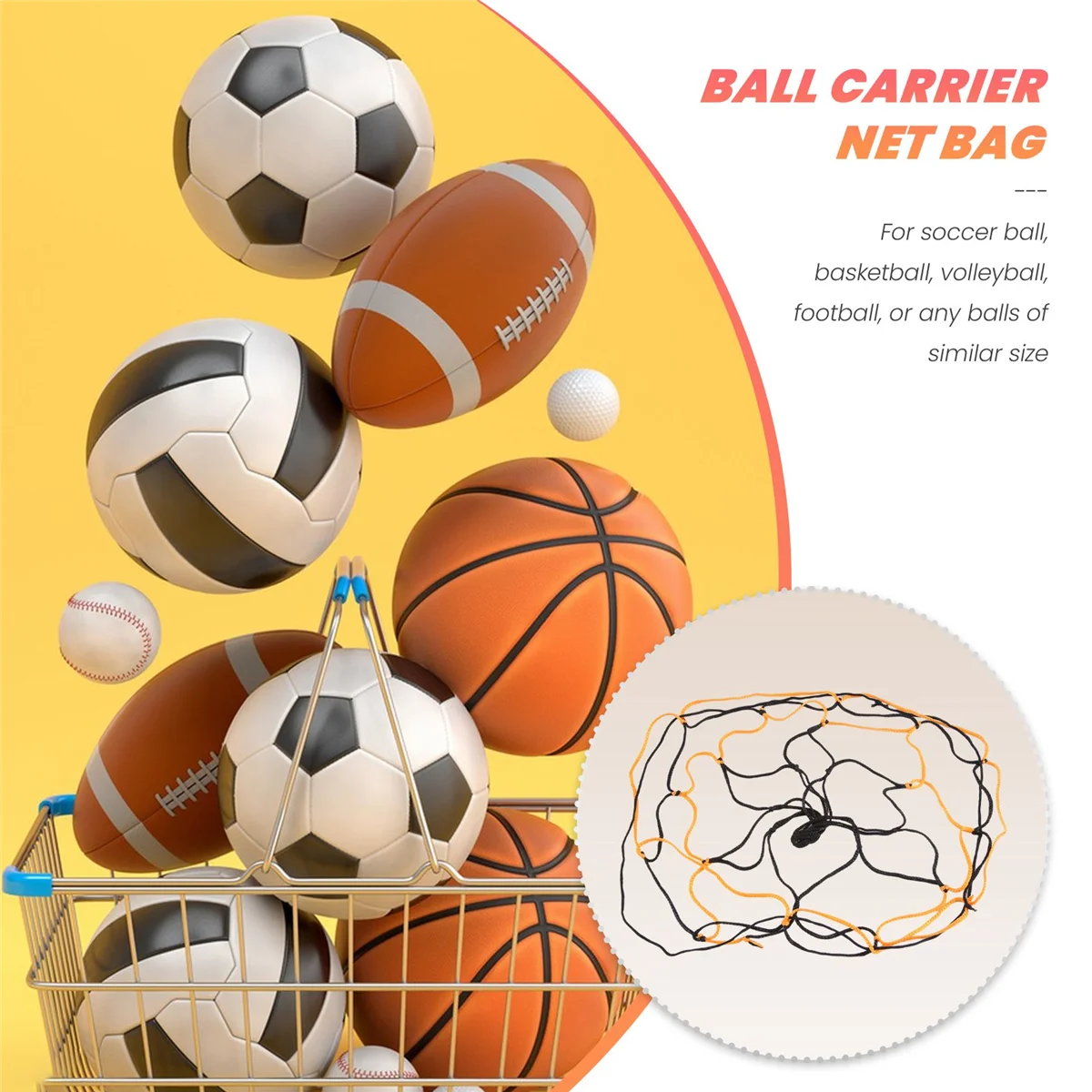 5PCS Nylon Net Bag Ball Carrier for 1 Volleyball Basketball Football Soccer