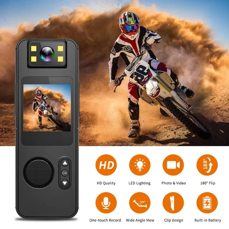 

HD 1080P Mini Body Camera 180° Rotatable Lens WiFi Wearable Worn Bodycam 1.54inch Screen Sport Bike Outdoor Video Recorder