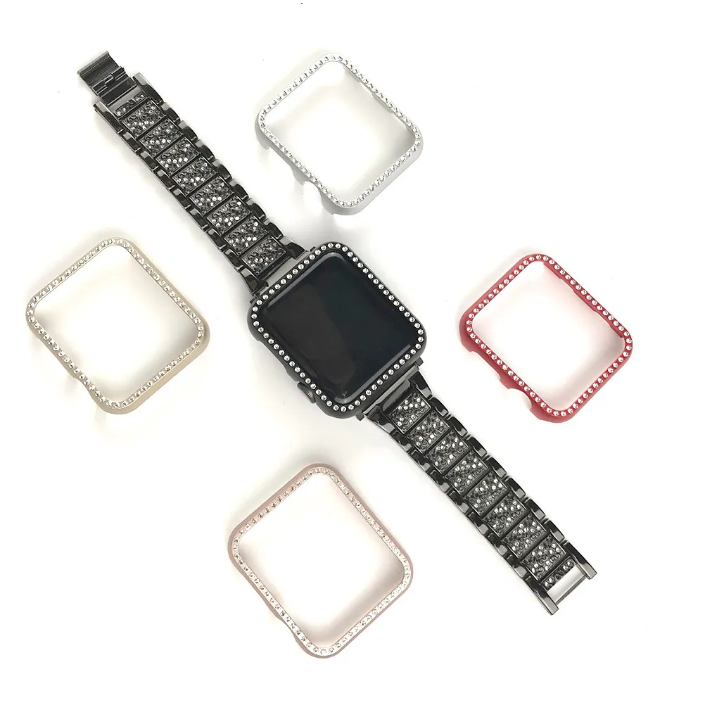 

Aluminum Alloy Watch Protective Frame with Sparkling Rhinestones Full Coverage Case for 42Mm Series 1 2 3 Sport