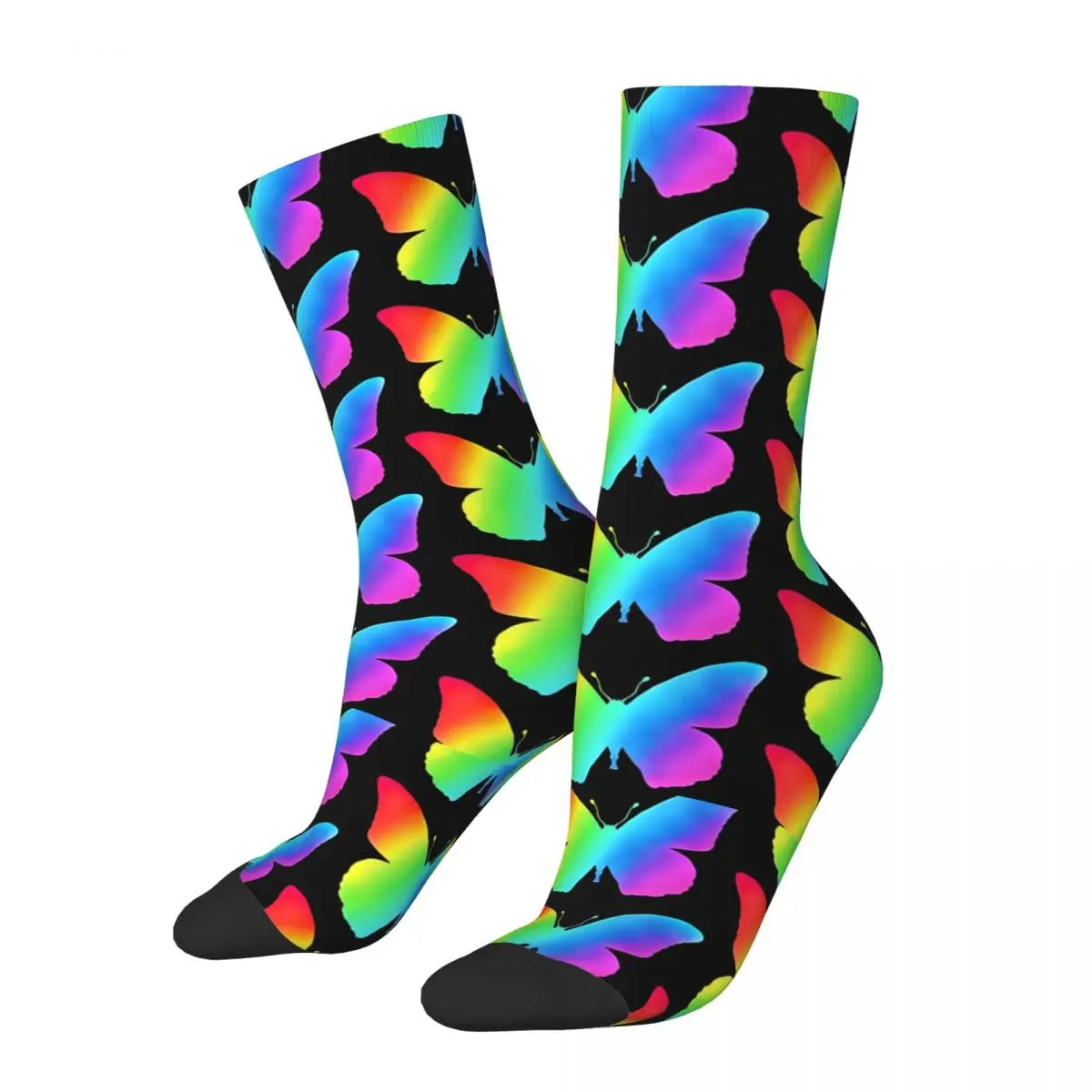 Rainbow Butterfly Silhouette Men's Socks Vintage Harajuku Street Style Novelty Casual Crew Sock