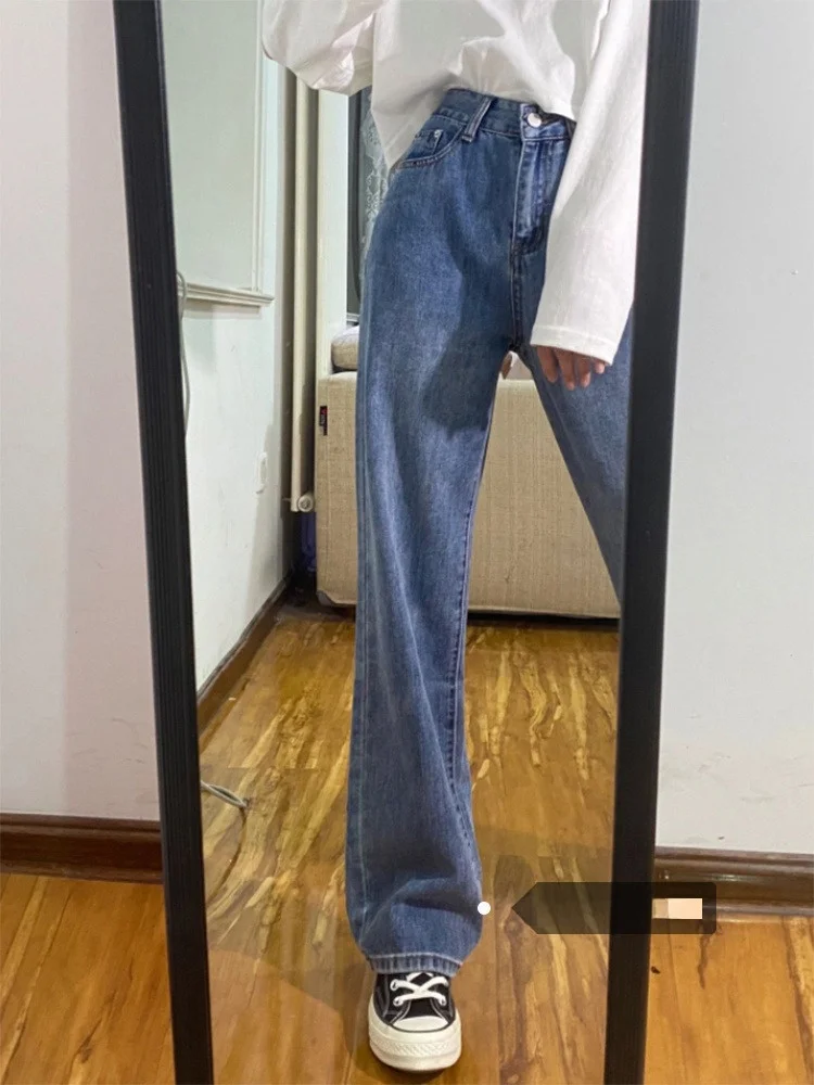 

Свободные посадки с высокой талией, утягивающие прямые джинсы, тонкие зимние джинсовые брюки для женщин, груша, боди, повседневные поездки на работу, сле