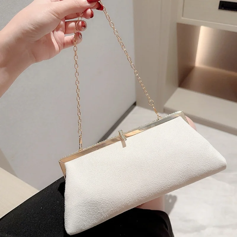 High-end Women Velvet Evening Bag New Fashion Fish Hook Lock Clutch Purses Female Handbags Chain Shoulder Bags for Wedding Party