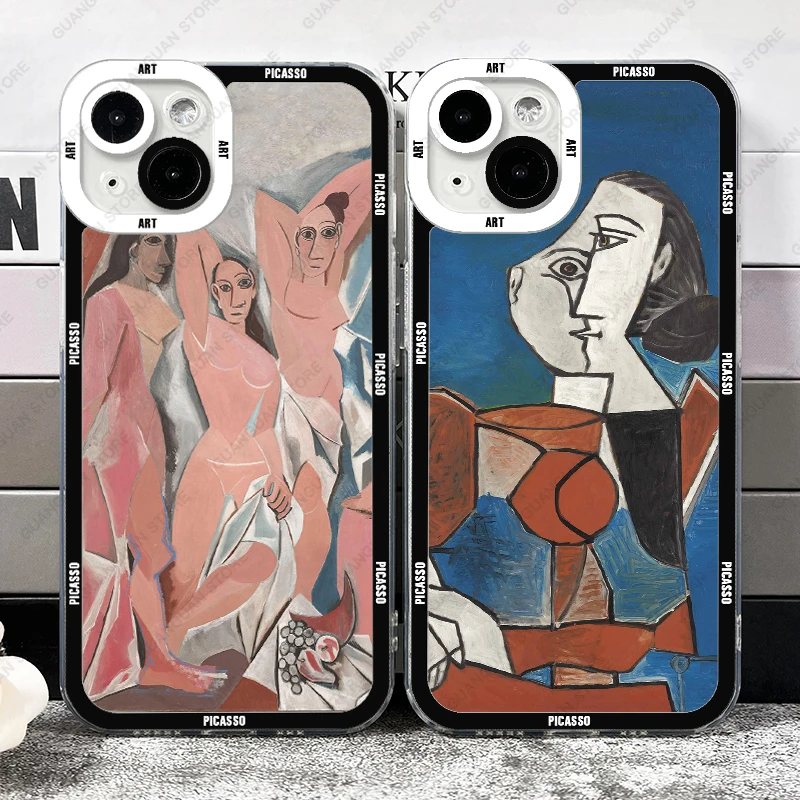 Case For iPhone 14 15 16 Pro Max 13 12 Mini 11 XS X XR  Soft Cover Picasso Art