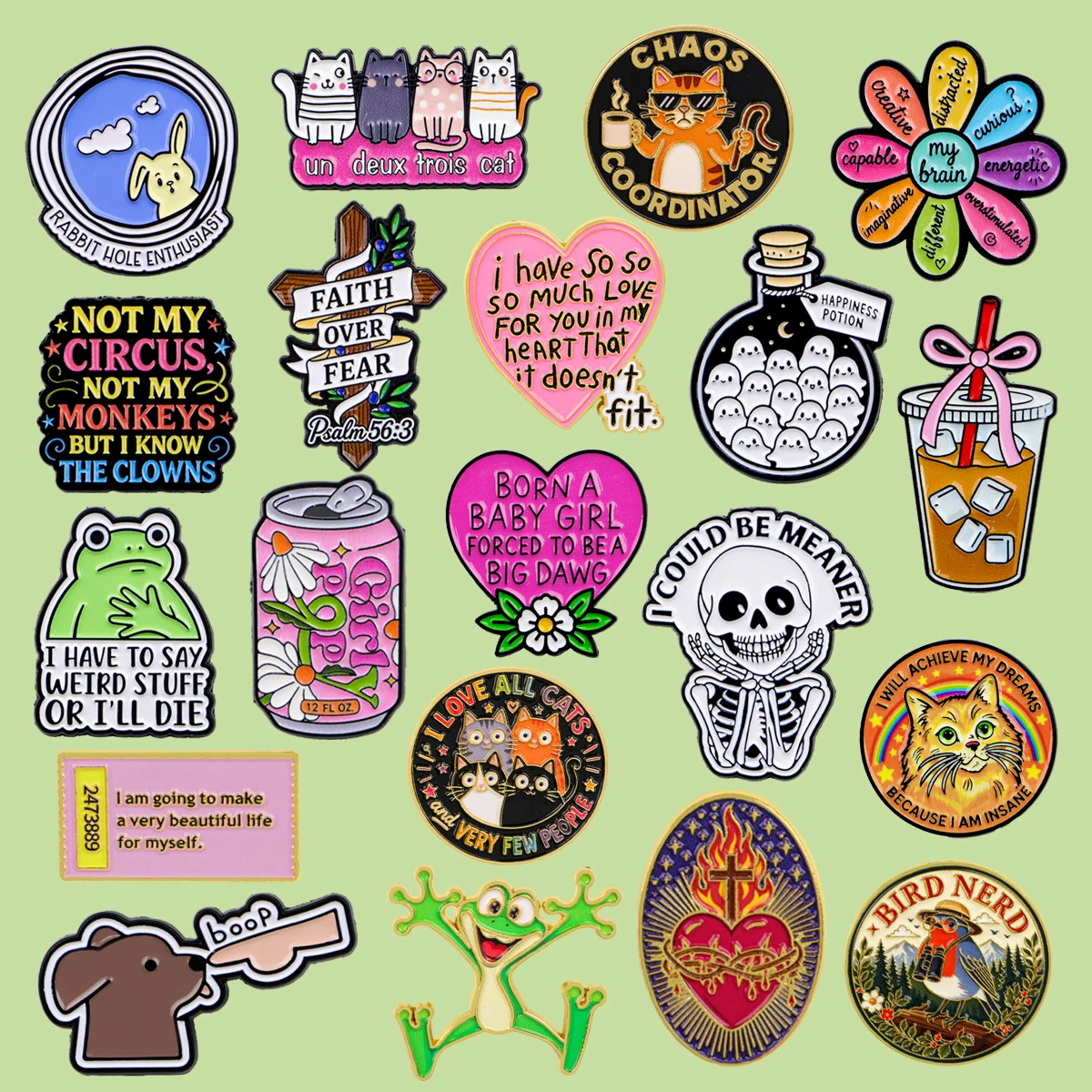 Cartoon Cat Enamel Pin Cute Chost Rabbit Brooches Funny Skeleton Frog Lapel Pins Backpack Accessories Decorative Jewelry Gifts