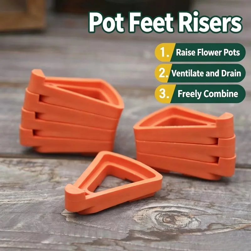 2Pc Plant Pot Feet Risers Plastic Triangle Flower Pot Support Stand for Garden Patio Ventilation Drainage
