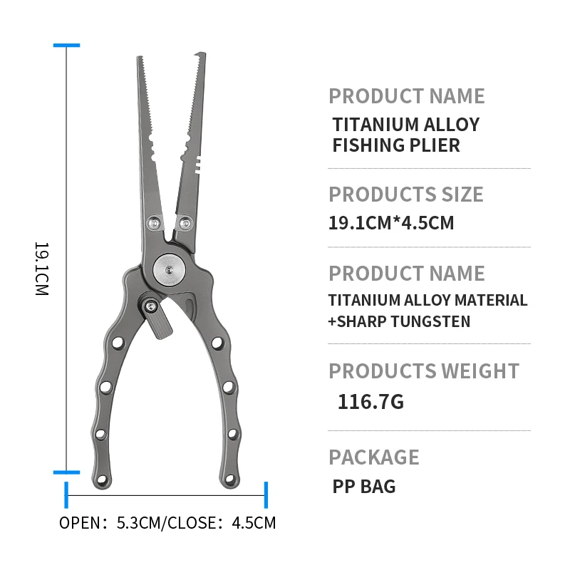 Titanium Alloy Fishing Gear Split Ring Hook Remover Fishing Tools Tungsten Carbide Cutters Fishing Pliers Saltwater
