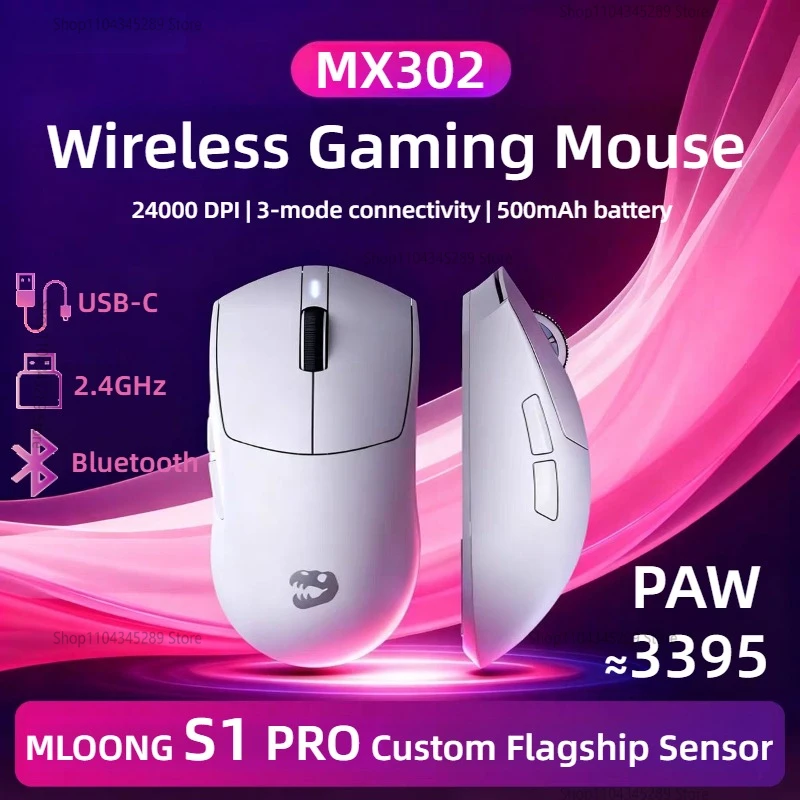

Wireless Gaming Mouse S1 Pro Sensor 24000 DPI 300IPS 60G Max Acceleration Gamer Pc Accessories Ultra Responsive Rechargeable