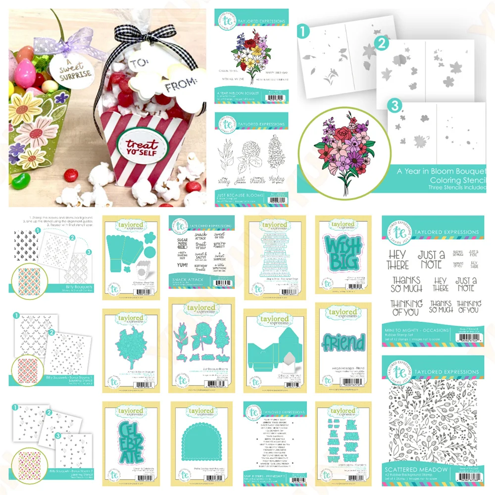 

Spring Flower Dies Stamp Stencil Bitty Bouquets Bonus Blooms Dies Stencil DIY Scrapbooking Card Handmade Giftables Treat Tub Die