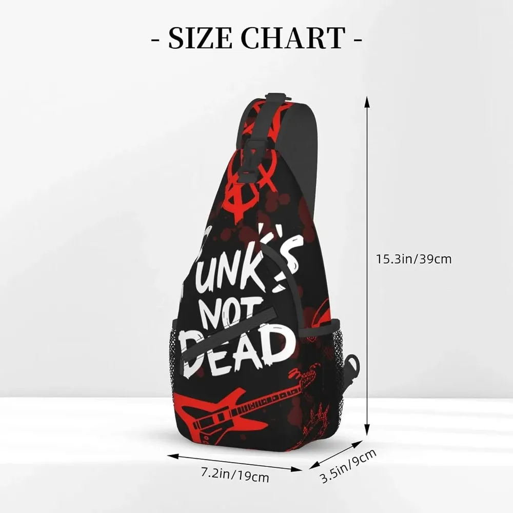 Cool Sling Backpack Crossbody Shoulder Bag Punk Rock Set Skull Punks Not Dead Words Red Black Bag Durable Travel Hiking Daypack