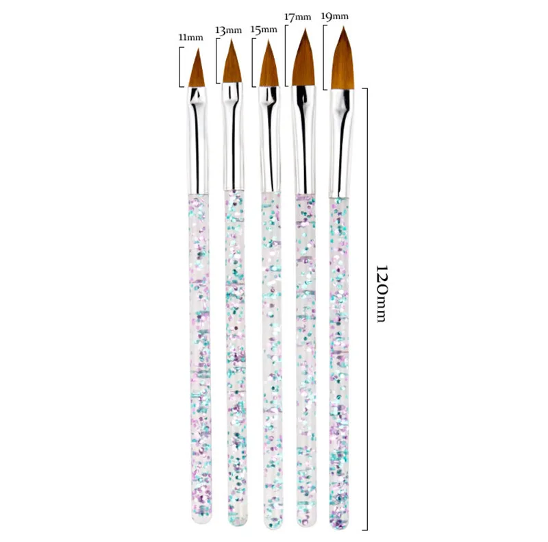 Newest 11/13/15/17/19mm Nail Art Crystal Brush UV Gel Builder Painting Dotting Pen Carving Tips Manicure Salon Tools