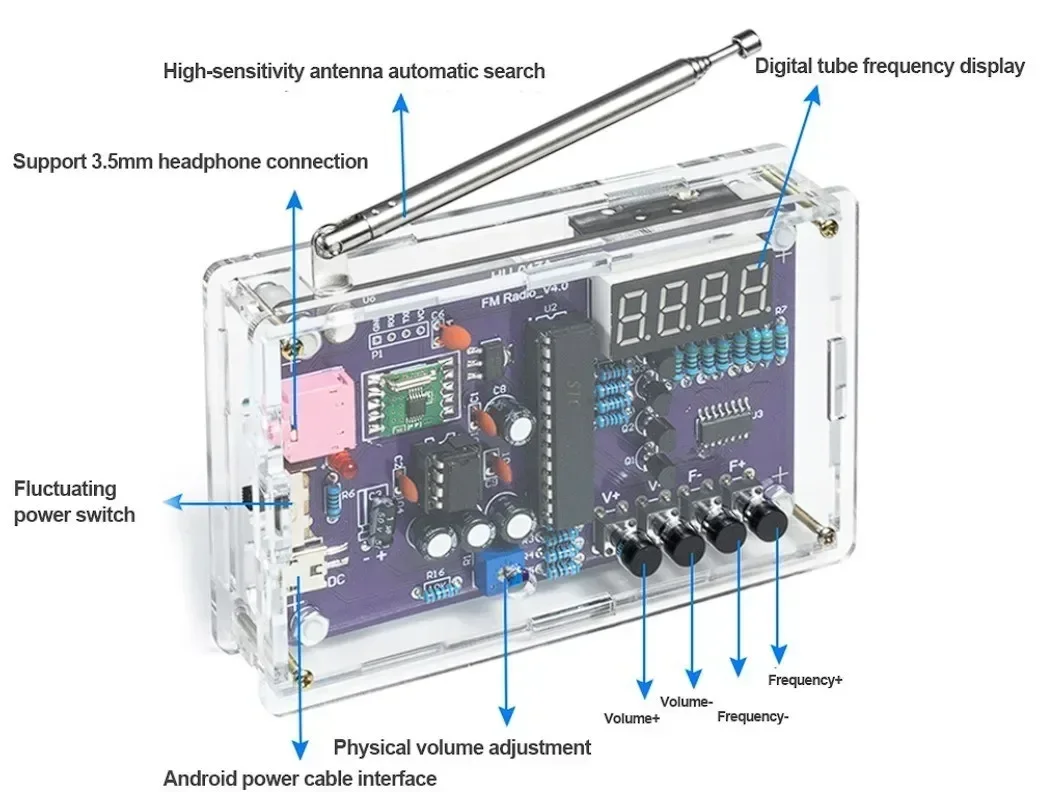 FM radio Assembly Kit Nixie Tube Display Teaching Training DIY Production of Monolithic Welding Parts