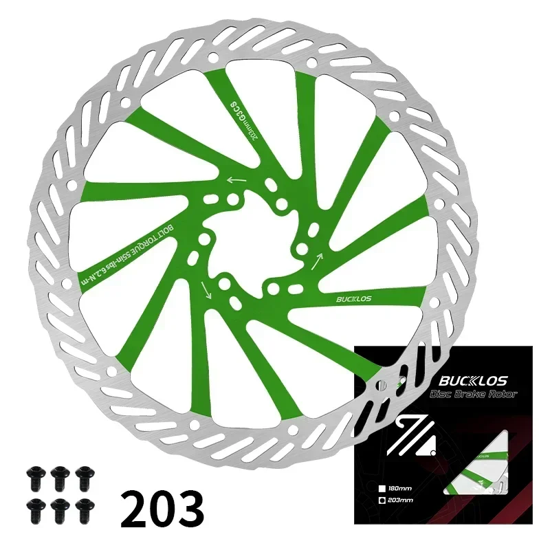 BUCKLOS Ultralight MTB Bike Hydraulische Schijfremrotor 160/180/203mm Mountain Road Racing Fiets Remschijf met 6 Gratis Bouten