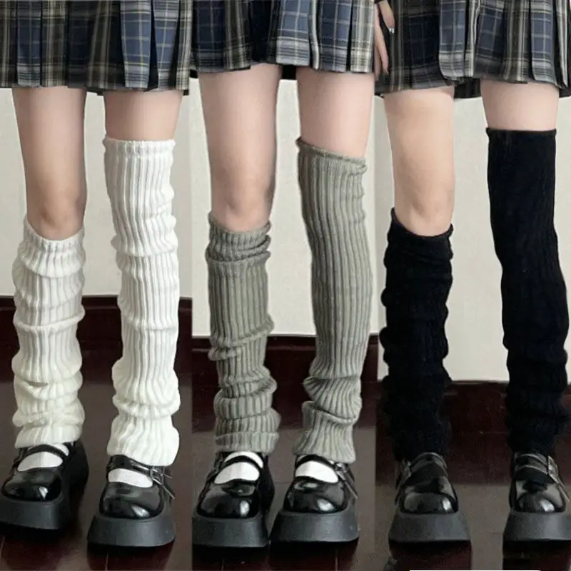 70cm Women Leg Warmers Over Knee Japanese Lolita Style JK Uniform for Girl Sweet Kawaii Up Knitted Socks Foot Warming Cover