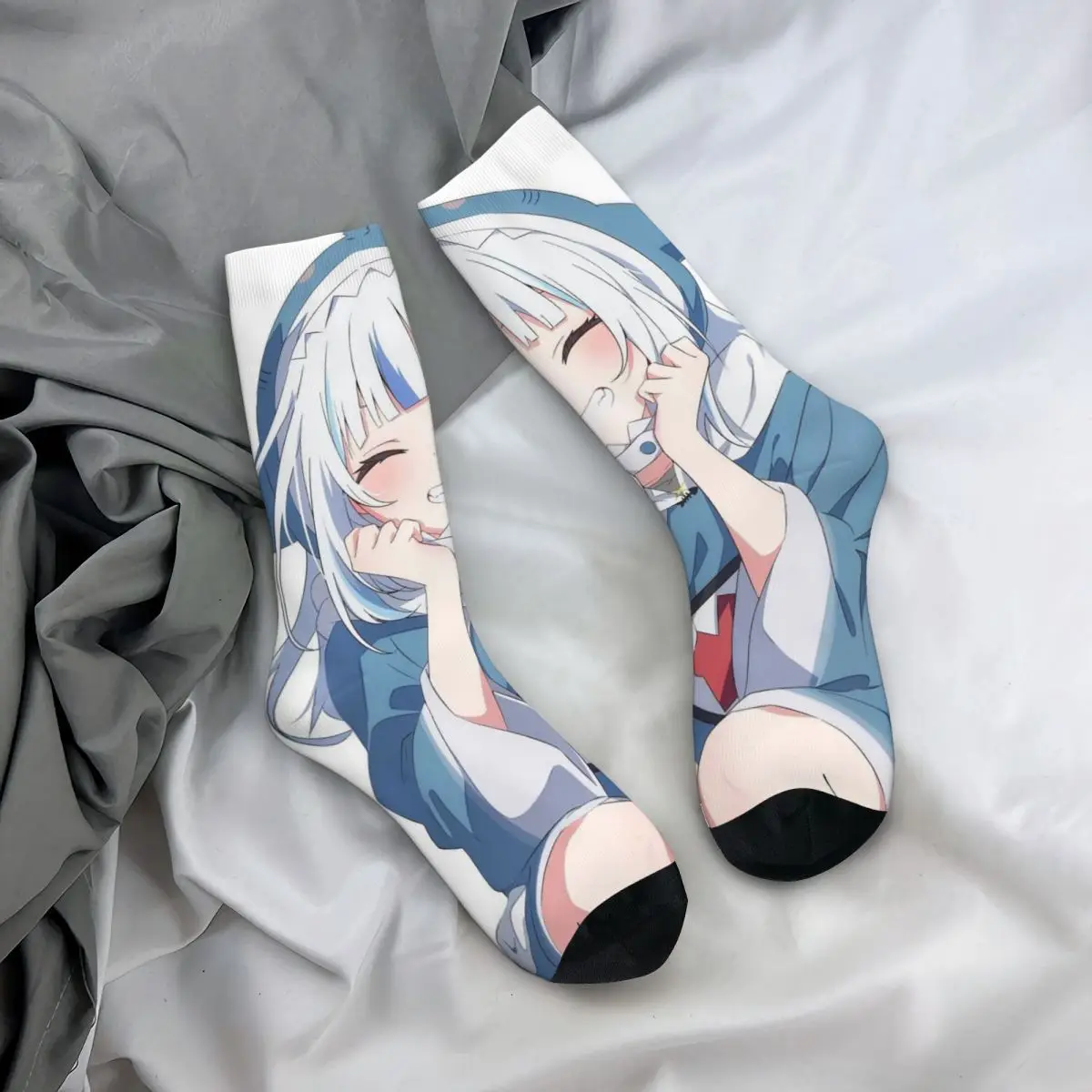 

Носки на все сезоны Sameko Saba X Gawr Gura, длинные носки в стиле Харадзюку для мужчин и женщин, подарки на День святого Валентина