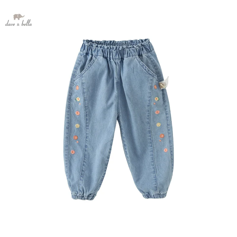 

Dave Bella Children's Jeans 2024 New Spring Girls Cowboy Pants Casual Fashion Sweet Classy Pants Cotton Party Outdoor DB1248059