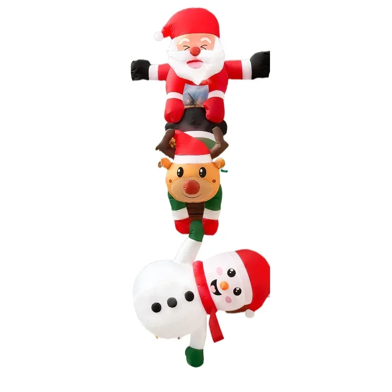 

Design old man pulling deer and snowman with LED garden ornament Christmas air model Christmas inflatable new model