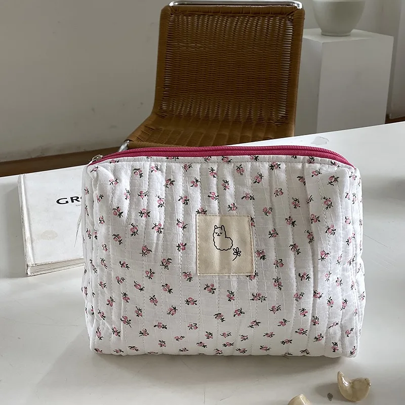 Bolsa de almacenamiento de gran capacidad coreana, organizador de viaje, bolsa de maquillaje floral portátil, bolsa de pañales para bebés, bolsa de