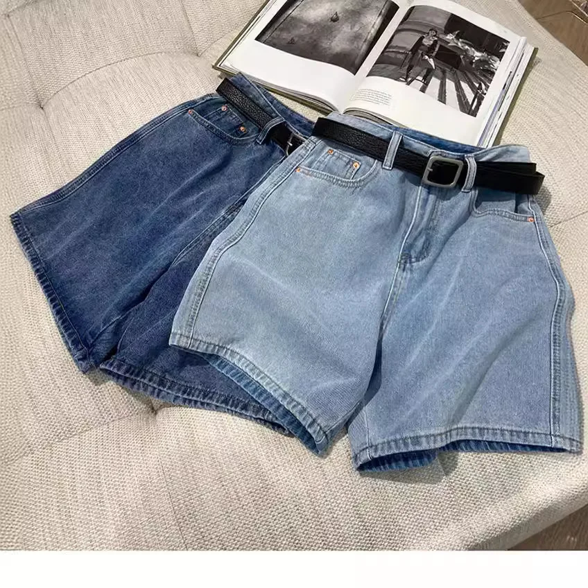 New Women Summer Midi Shorts Skirt Hip Zipper Button Pockets Vintage Casual Elegant Party Fashion Casual Denim