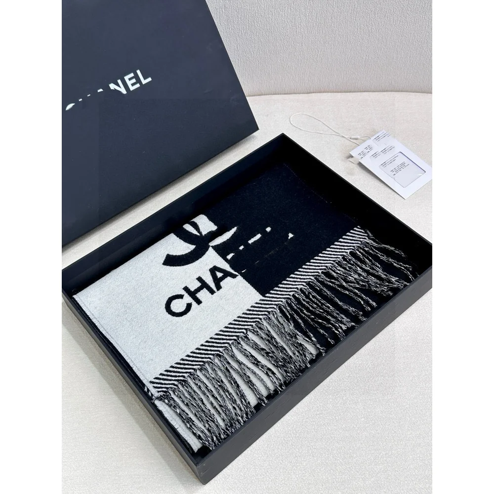 2025 dupla face lã moda versátil jacquard cachecol edição feminina carta avançada cachecol quente sem caixa