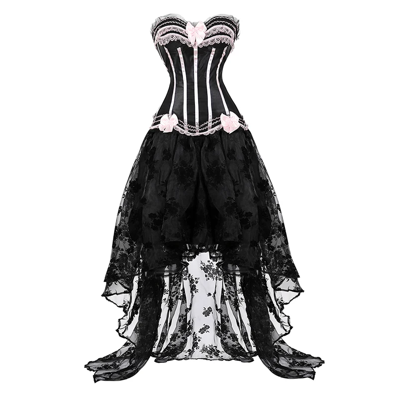 

Sexy Corset Dress for Women Strapless Victorian Corset Dress Plus Size Overbust Red Corset Skirt Black Pink Blue Green