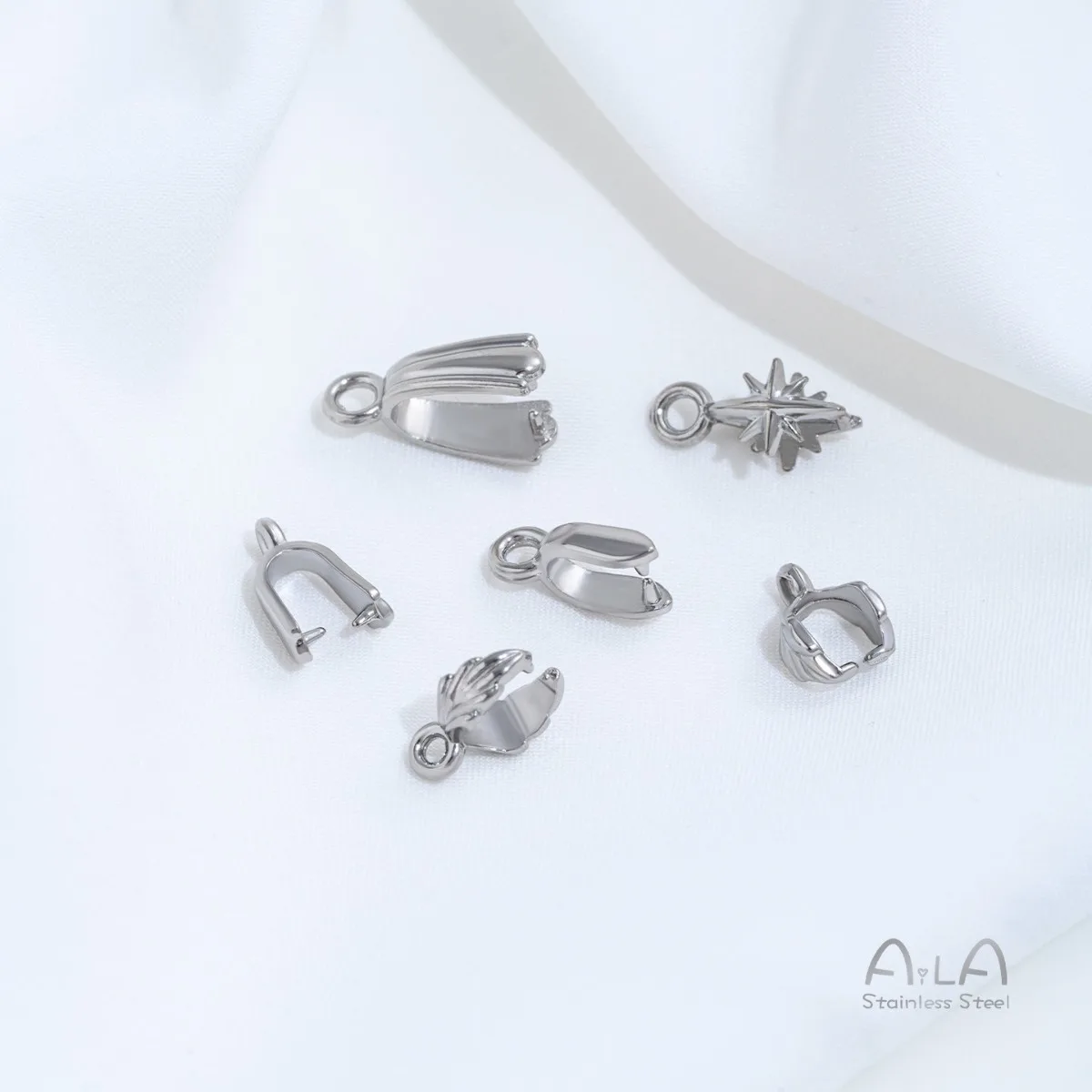 1pcs Color Retention Titanium Steel U-shape, Octagram, Leaf & Melon Seed Clasps, Pendant & End Buckles For DIY Jewelry
