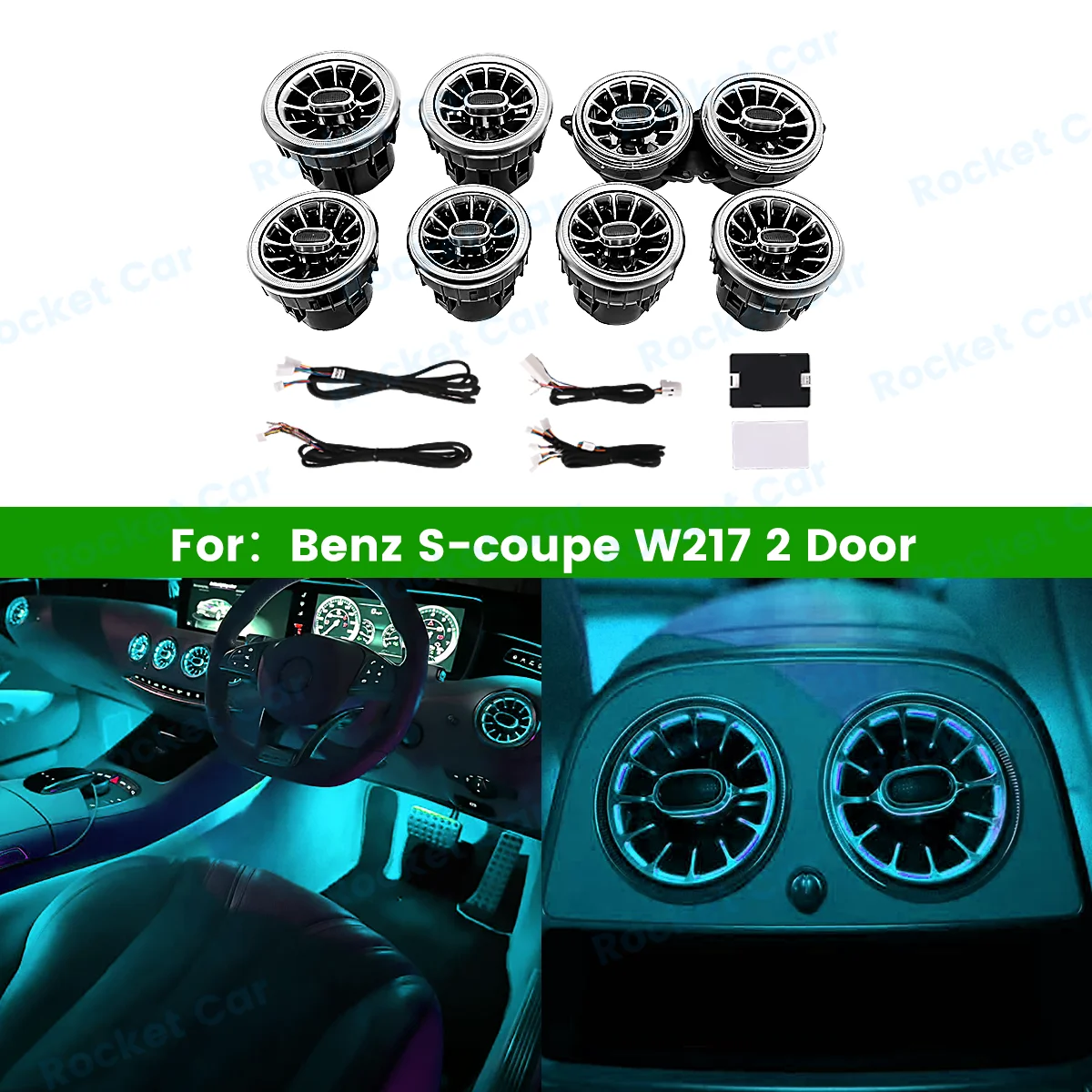 

2 Doors Turbine Outlet 7/64 Colour LED Air Vents For Mercedes Benz S-COUPE W217 C217 Nozzle Dashboard Outlet Atmosphere Lamp