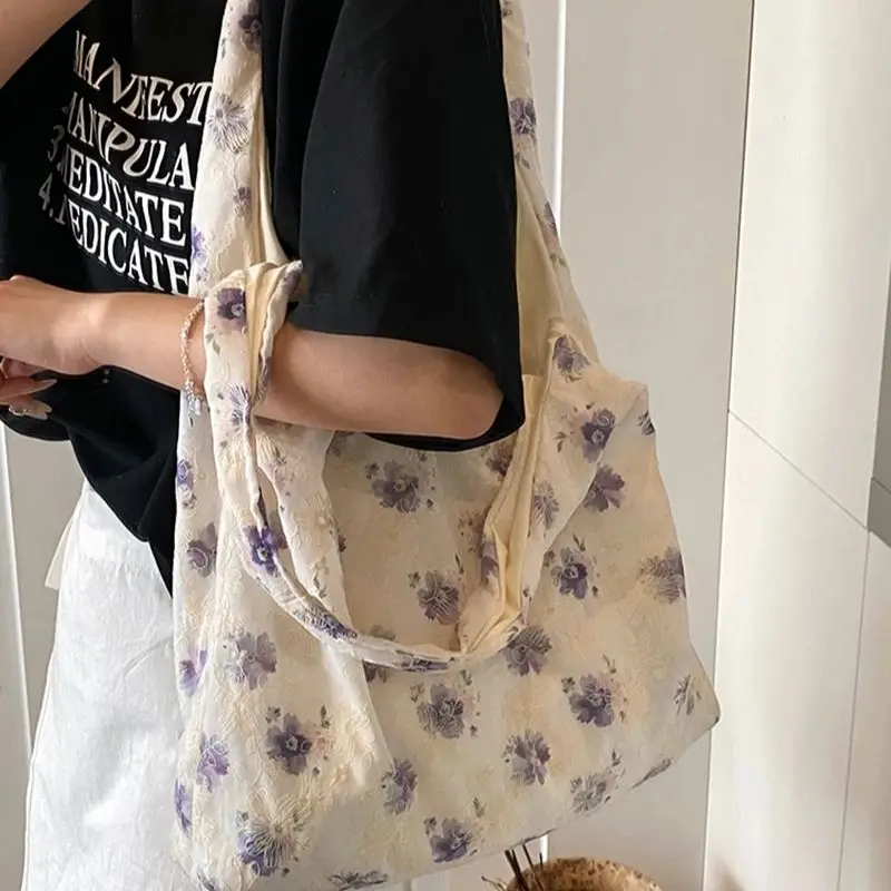 

Soft Delicate Flower Women's Handbag Large Capacity Tote Bag Shopping Bag 2025 Spring/Summer New Fashion Casual Shoulder Bag