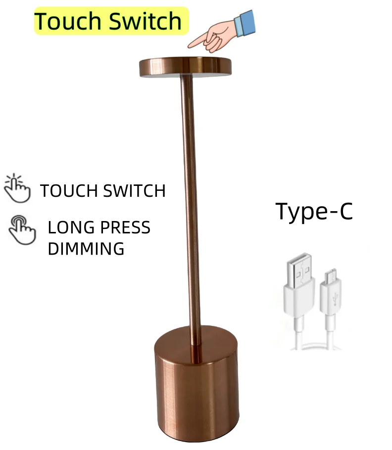 USB metalowa lampa z czujnikiem dotykowym do dekoracji pokoju lampa stołowa restauracja/bar sztuka kawowa Nouveau świąteczna lampka nocna