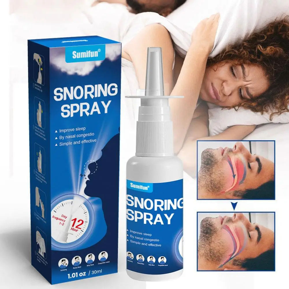 30ml Anti Snoring Nasal Spray Stop Snore Throat Relief Better Easier Care Sneezing Relief Sleeping Spray Cold Breath G7h4